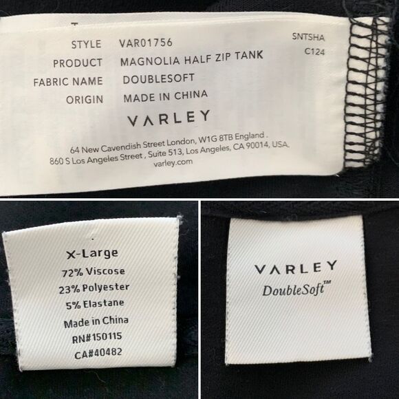 VARLEY Magnolia 2.0 Half-Zip Tank in Black Size XL - Picture 10 of 12